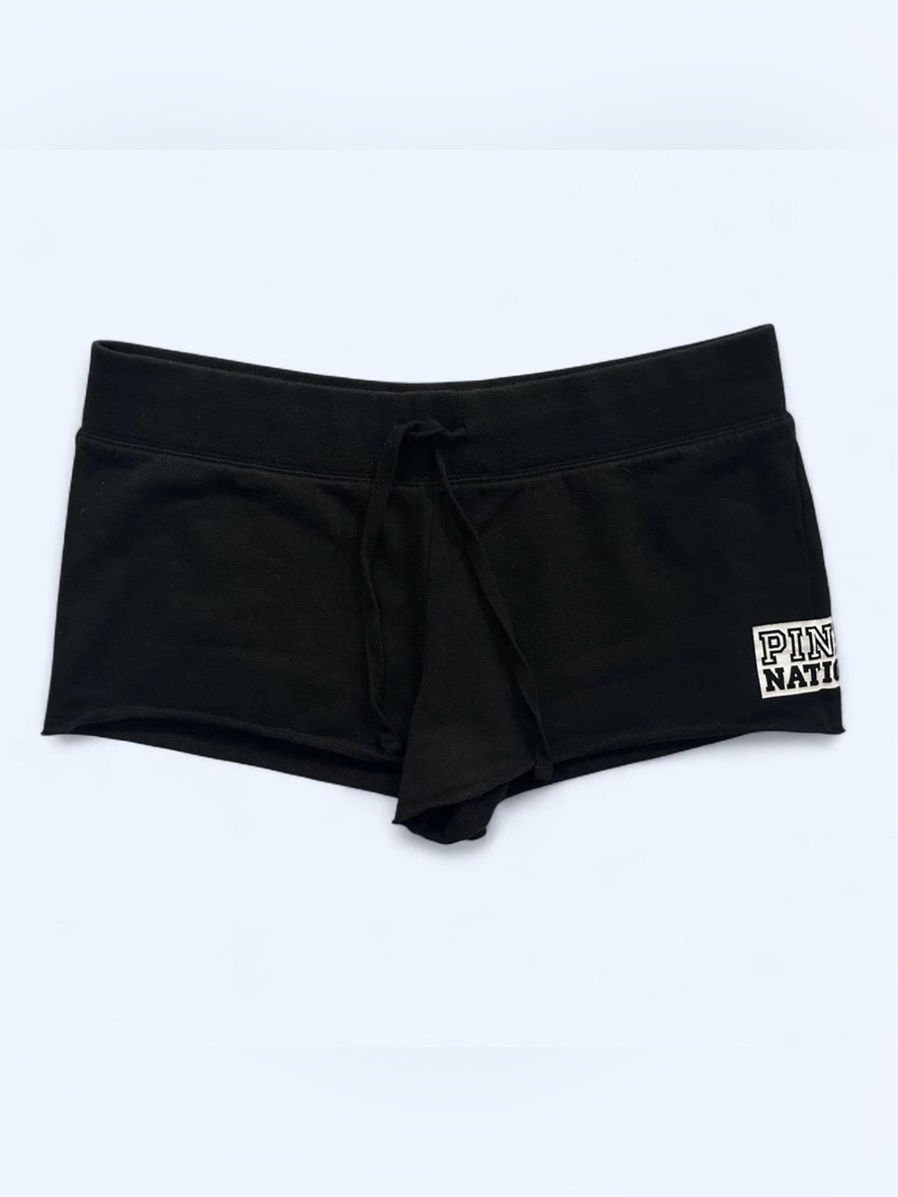 PINK Victoria’s Secret Pink Nation Distressed Hem Sweat Shorts Black/White Small